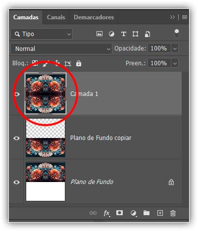 As duas camadas originais foram mescladas em uma terceira camada.