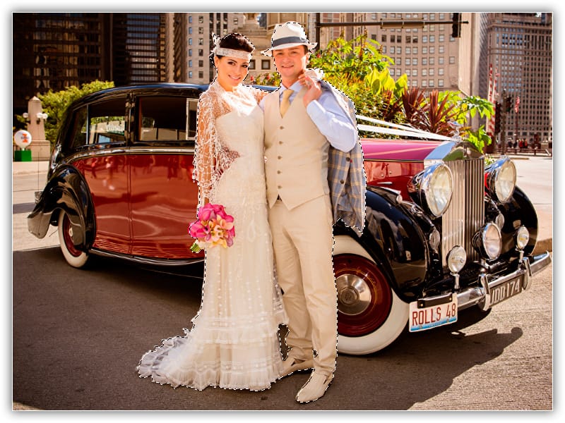 A seleção final usando a ferramenta de seleção de objetos.