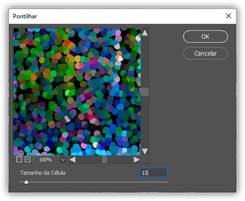 Adicionando um segundo filtro Pontilhar com um valor menor de tamanho de célula.