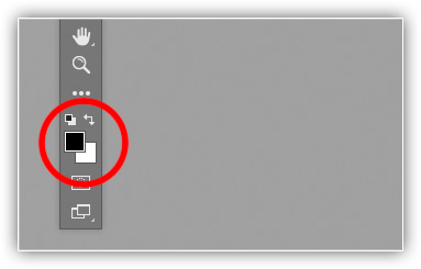 As cores de primeiro plano e plano de fundo na barra de ferramentas.