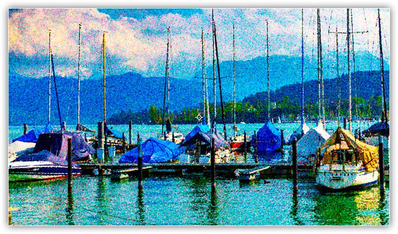 O modo de mesclagem Sobrepor aumentou o contraste e a saturação da imagem.