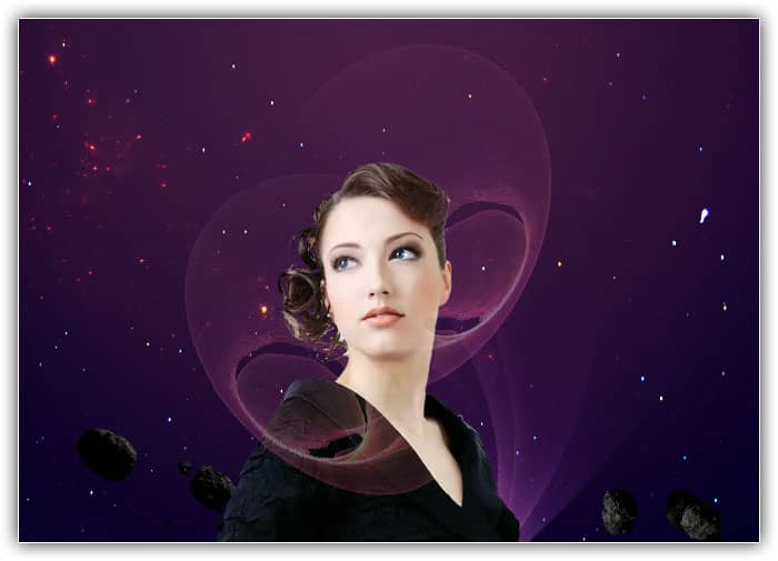 Crie uma manipulação fotográfica cósmica abstrata colorida