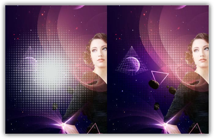 Abra o pacote de meio-tom, escolho um círculo para trabalhar.