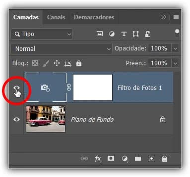 Clicando no ícone de visibilidade para uma comparação “antes e depois”.