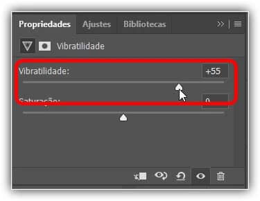 Aumentando o valor de Vibração para realçar as cores menos saturadas.