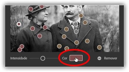 Clicando na amostra de cores.