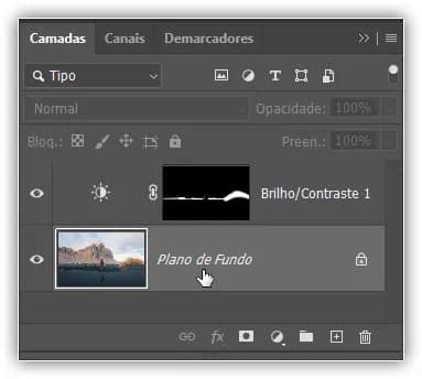 Selecionando a camada de fundo.