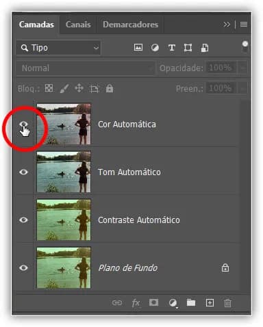 Ative e desative a camada "Auto Color" para compará-la com a camada "Auto Tone" abaixo dela.