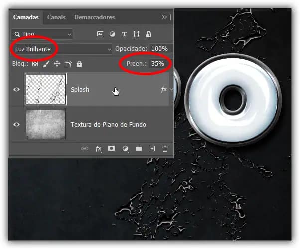 Altere o modo de mesclagem da camada Splash.
