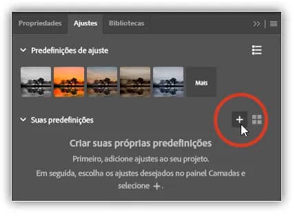 Adicionando uma nova predefinição de ajuste.