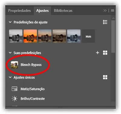 A predefinição de ajuste é salva.