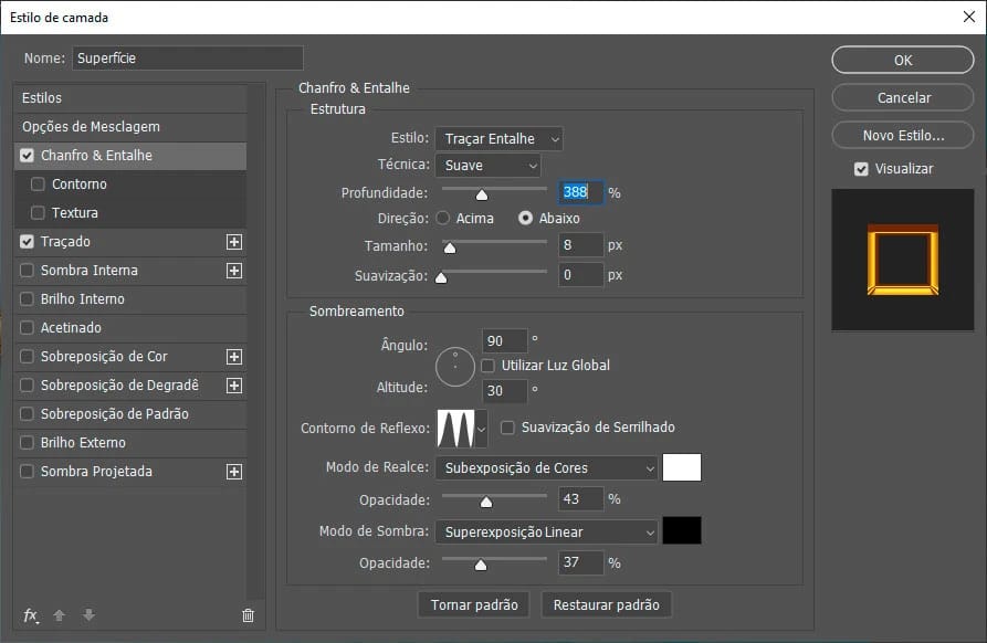 Com a quinta camada selecionada vá para Adicionar um estilo de camada