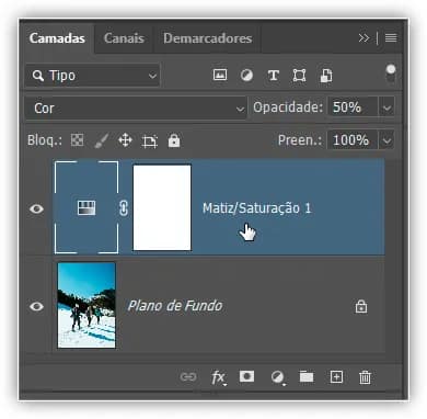 Selecionando a camada de ajuste.