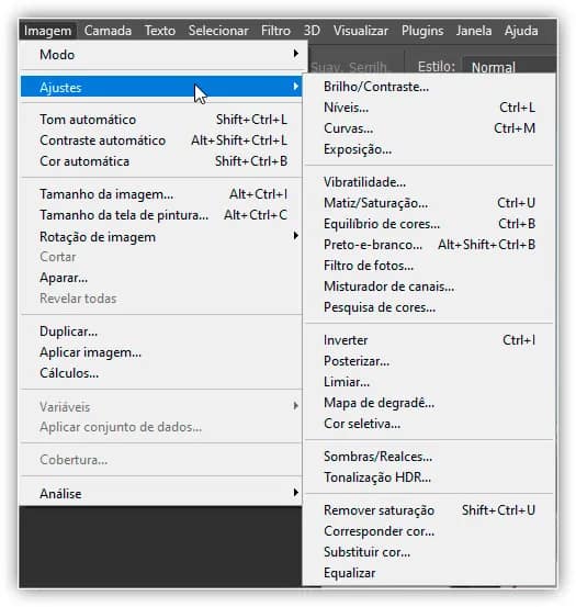 Ajustes de imagem do Photoshop x Camadas de ajuste