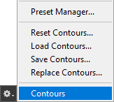 Efeitos de texto do Adobe Photoshop: selecionando 'Contornos' na parte inferior da lista.
