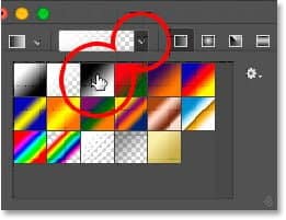 Escolhendo o gradiente de preto para branco.