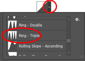 Efeitos de texto do Adobe Photoshop: Selecionando o contorno 'Anel-Triplo'.