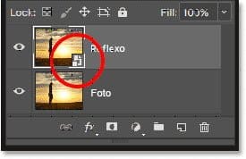 A camada de reflexo foi convertida em um objeto inteligente