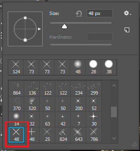 Selecionando pincel sampled brushe #19