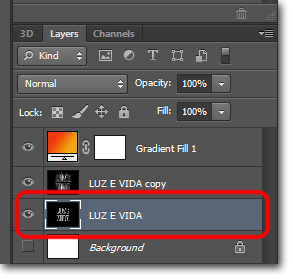 Selecionando a camada de texto original.