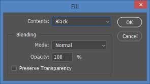 caixa de diálogo Preenchimento