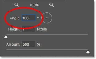 Alterando o ângulo para 180 ° para o canal Verde.