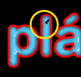 Efeitos de texto do Adobe Photoshop: Amostragem de uma cor do texto.