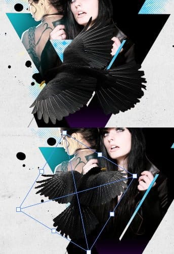 Finalmente, traga-o para a composição. Ajuste a rotação e o tamanho.