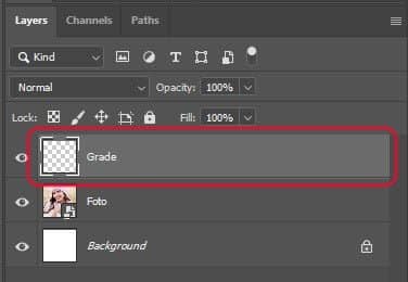 Selecionando a camada Grade no painel Camadas.