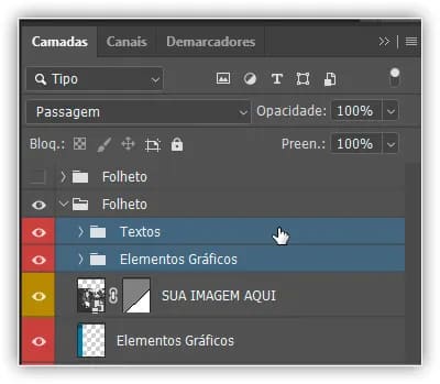 Selecionando os dois grupos de camadas que desejo colocar dentro de um novo grupo.