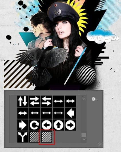 Abra a paleta Formas automáticas. E escolha o padrão abaixo. Desenhe o padrão.