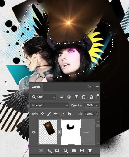 E agora esconda todas as bordas duras da imagem usando Layer Mask.