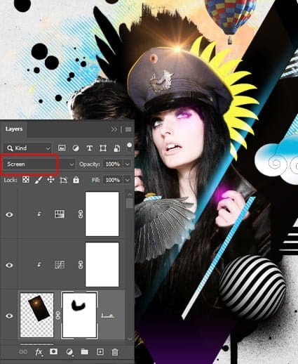 Altere o modo de mesclagem para Screen.