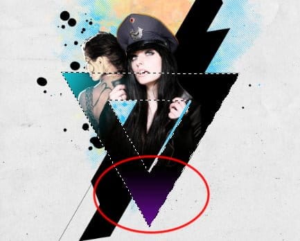 Criei outra camada e desta vez apliquei gradiente na parte inferior da seleção.