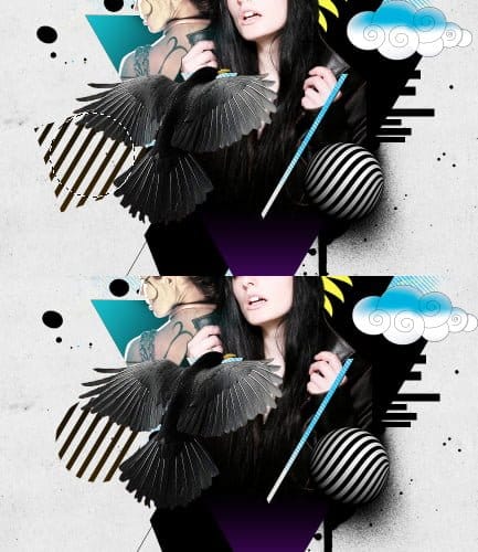 Faça uma seleção circular acima do padrão. Use a seleção para adicionar Máscara de Camada.