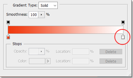 Clique duas vezes na parada de cor preenchida em branco à direita.