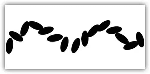 Com um valor de tremulação de 20%, uma pequena quantidade de aleatoriedade foi adicionada ao ângulo da ponta do pincel conforme ele segue a direção do traço.