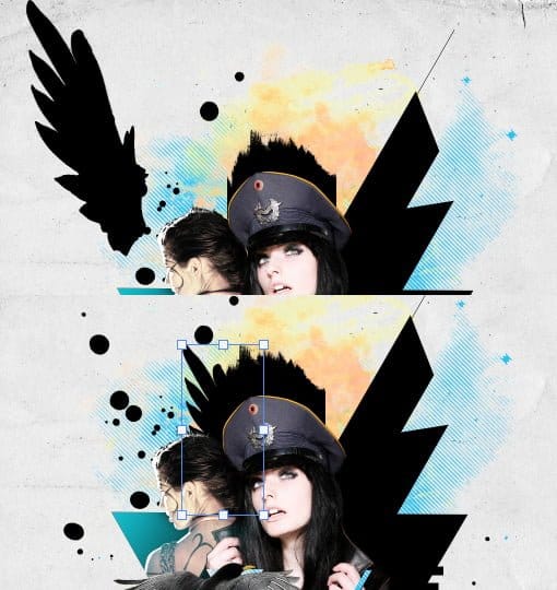 Traga a pena para o arquivo principal. Coloque-a abaixo das camadas da modelo.