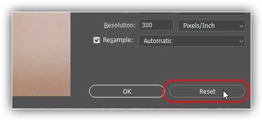 Segure Alt (Win) / Option (Mac) para alterar Cancelar para Redefinir.