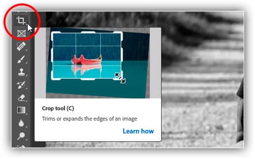 Selecionando a ferramenta Cortar.