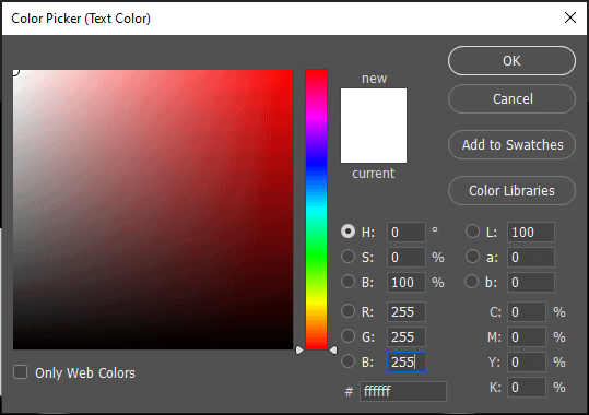 Alterando a cor do tipo para branco efeito de texto dourado no Photoshop cc cs6