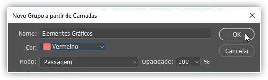 Insira um nome para o novo grupo de camadas e clique em OK.