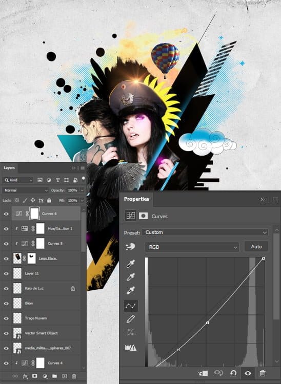 Adicione uma nova camada de ajuste de Curvas (Curves) no topo da paleta de camadas.