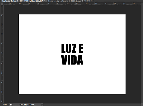 Adicionando meu texto. Efeito de texto com explosão de luz