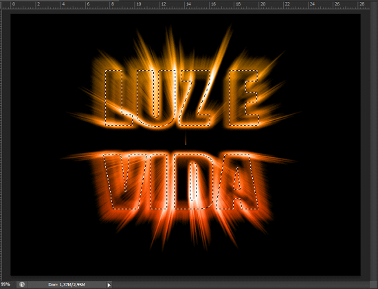 O esboço de seleção do texto original reaparece.