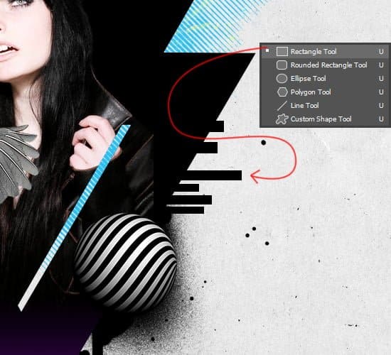 Crie umas formas usando a Ferramenta Retângulo (Retangle Tool).