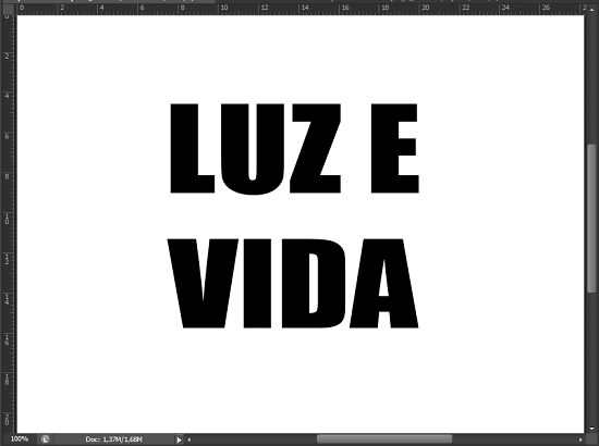 Apenas a área transparente ao redor do texto foi preenchida com branco. Efeito de texto com explosão de luz
