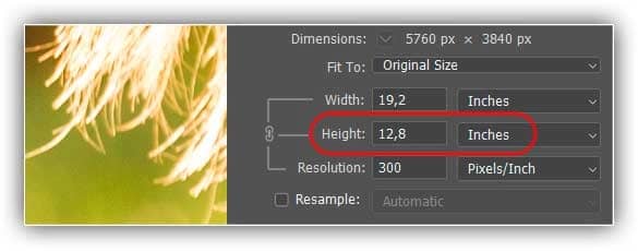 Se dividirmos 3840 pela resolução atual de 300, obtemos 12,8.