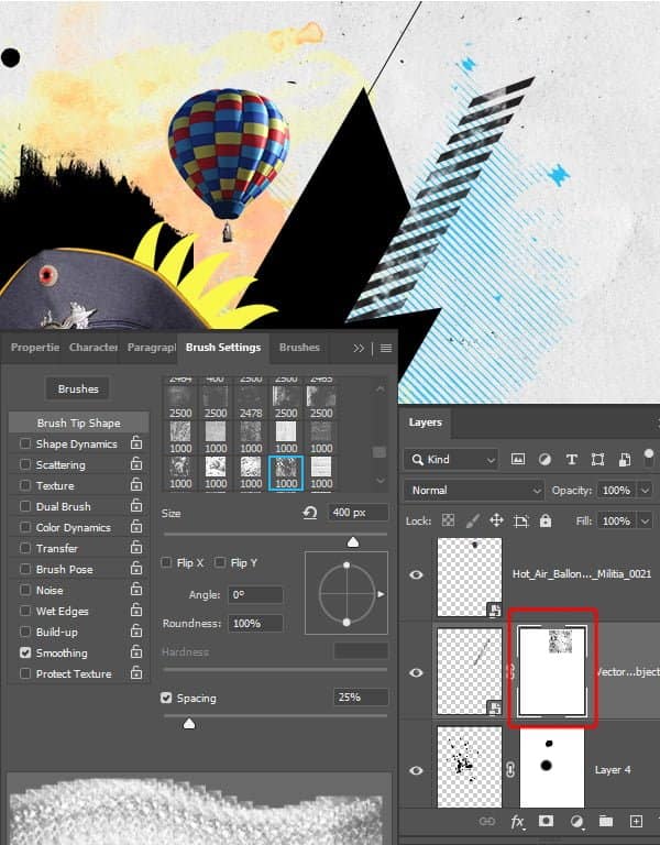 Adicione máscara de camada ao padrão.
