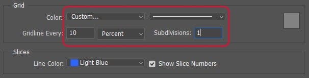 Configurando a grade para Efeitos fotográficos com grades de cores